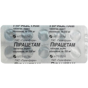 Пирацетам таблетки по 200 мг, 60 шт.