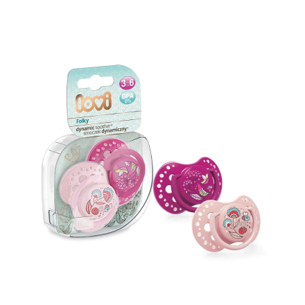 Пустушка силіконова динамічна Lovi Folky, 22/842girl, 3-6 місяці, 2 шт