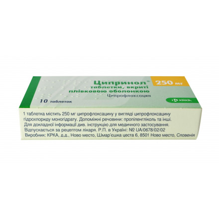 Ципринол таблетки по 250 мг, 10 шт.