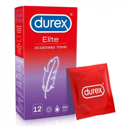 Презервативи Durex (Дюрекс) Elite особливо тонкі з додатковою змазкою, 12 шт.