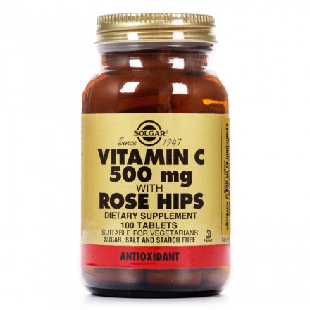 Солгар Вітамін C 500 мг і шипшина в таблетках, 100 шт.