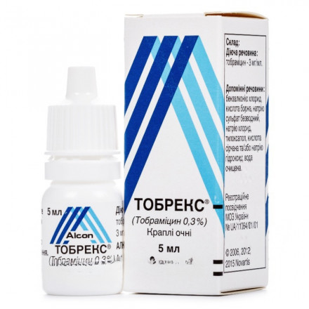 Тобрекс капли глазные 0,3%, 5 мл