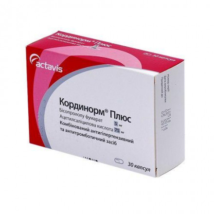 Кординорм Плюс 5 мг/75 мг №30 капсули