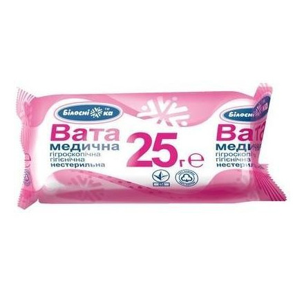 Вата медична нестерильна гігієнічна гігроскопічна ролик, 25 г