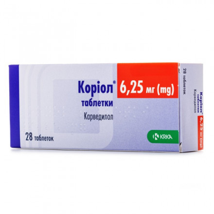Коріол таблетки по 6,25 мг, 28 шт.