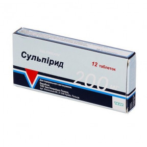 Сульпірид таблетки по 200 мг, 12 шт.