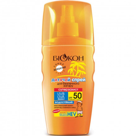 Біокон спрей дитячий для безпечної засмаги суперзахист SPF-50, 160 мл