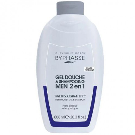 Byphasse чоловічий гель-шампунь для душу  2 в1 Groovy Paradise 600 мл