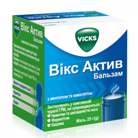 Вікс Актив бальзам з ментолом і евкаліптом, 25 г