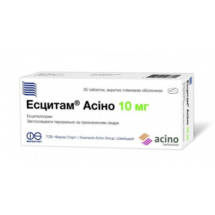 Есцитам Асіно таблетки від депресії по 10 мг, 30 шт.