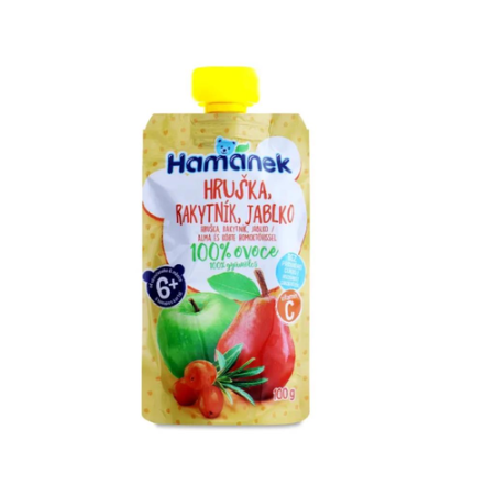 Хаманек пюре пауч Яблуко-Груша-Обліпиха 100г