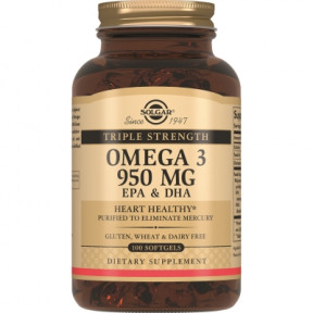 Солгар омега-3 потрійна 950мг епк та дгк капс.№100