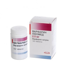 Варфарин Никомед таблетки по 2,5 мг, 100 шт.