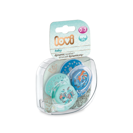 Пустушка силіконова динамічна Lovi Folky, 22/841boy, 0-3 місяці, 2 шт
