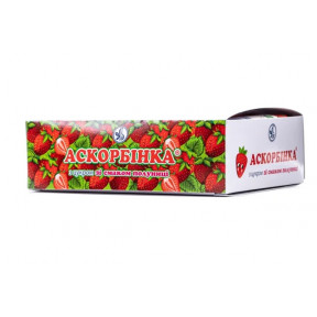 Аскорбінка табл. з цукром зі смаком полуниці №10*12