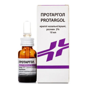 Протаргол краплі назальні/вушні, розчин 2%, 10 мл