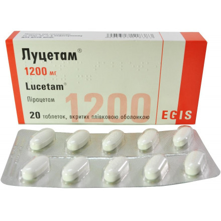 Луцетам таблетки 1200 мг, по 20 шт.