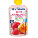 Hamanek пюре пауч Яблуко-Полуниця-Абрикос 100г