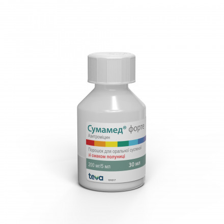 Сумамед форте порошок для оральної суспензії полуничний, 30 мл
