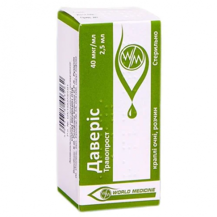 Даверис капли для глаз, 40 мкг/мл, 2,5 мл