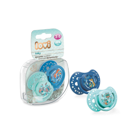 Пустушка силіконова динамічна Lovi Folky, 22/842boy, 3-6 місяці, 2 шт