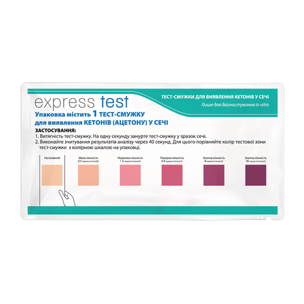 Тест Express Test, тест-смужка для виявлення Кетонів у сечі №1