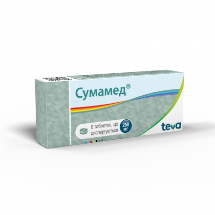 Сумамед таблетки що диспергуються по 250 мг, 6 шт.