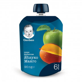 Фруктове пюре пауч Gerber Яблуко і манго, 90 г