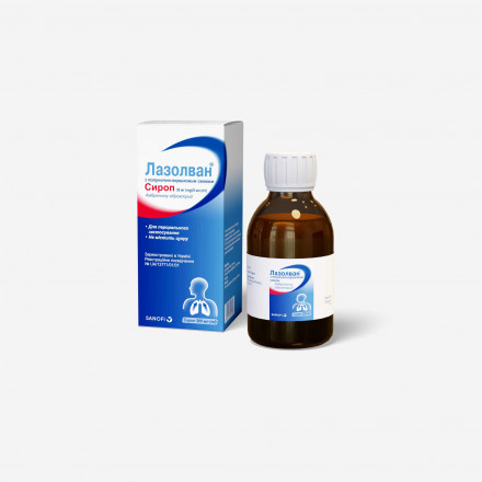 Лазолван сироп от кашля и простуды с клубнично-сливочным вкусом, 30 мг/5 мл, 200 мл