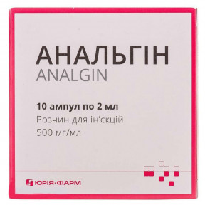 Анальгін розчин, 500мг/мл, по 2 мл ампули, 10 шт.