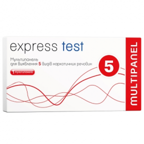 Тест-смужка "express test" мультіпанель д/ран.визнач.наявност 5видів нарк.і opi amf met