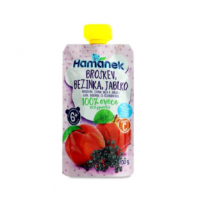 Хаманек пюре пауч Яблуко-Персик-Бузина 100г