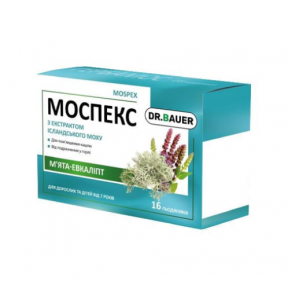 Моспекс леденцы со вкусом мяты и эвкалипта №16