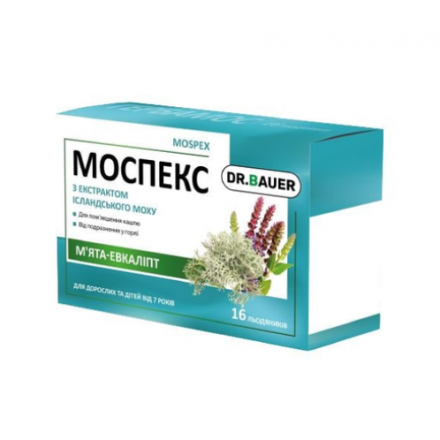 Моспекс леденцы со вкусом мяты и эвкалипта №16