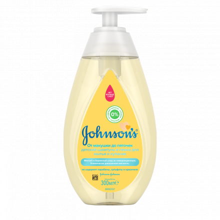 JOHNSON'S (Джонсонс) детский шампунь и пенка для мытья и купания «От макушки до пяточек», 300 мл