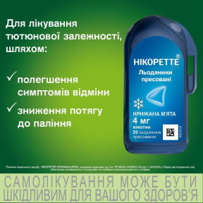 Никоретте Ледяная мята леденцы для уменьшения никотиновой зависимости, по 4 мг 20 шт.