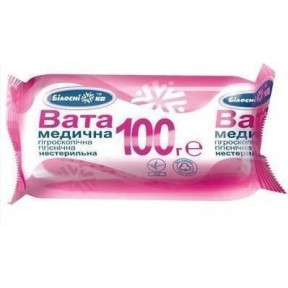 "Білосніжка" вата медична гігроскопічна нестерильна ролик, 100 г