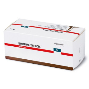 Цефтриаксон-Віста порошок для приготування розчину для ін'єкцій по 1 г у флаконі, 10 шт.